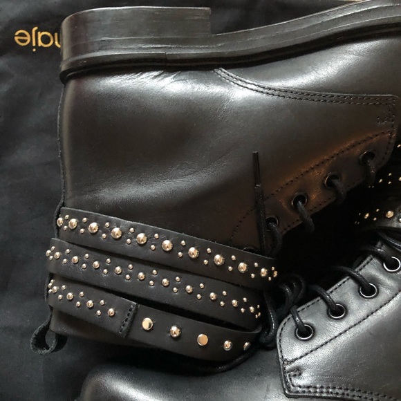 NEW $675 Maje FLINT Studded Ankle Wrap Combat Boot - Picture 4 of 7